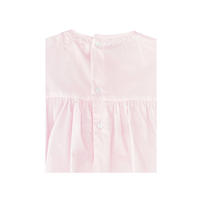 Petit Ami Fully Smocked Dress with French Lace: Pink / 6 Month
