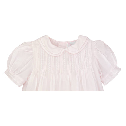 Petit Ami Dress with Pintucks and Featherstitching: 6 Month