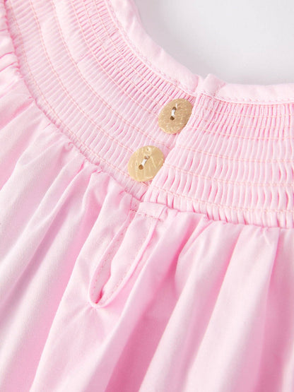 Rylee Faith Designs White Bow Smock Embroidered Pink Dress: 4