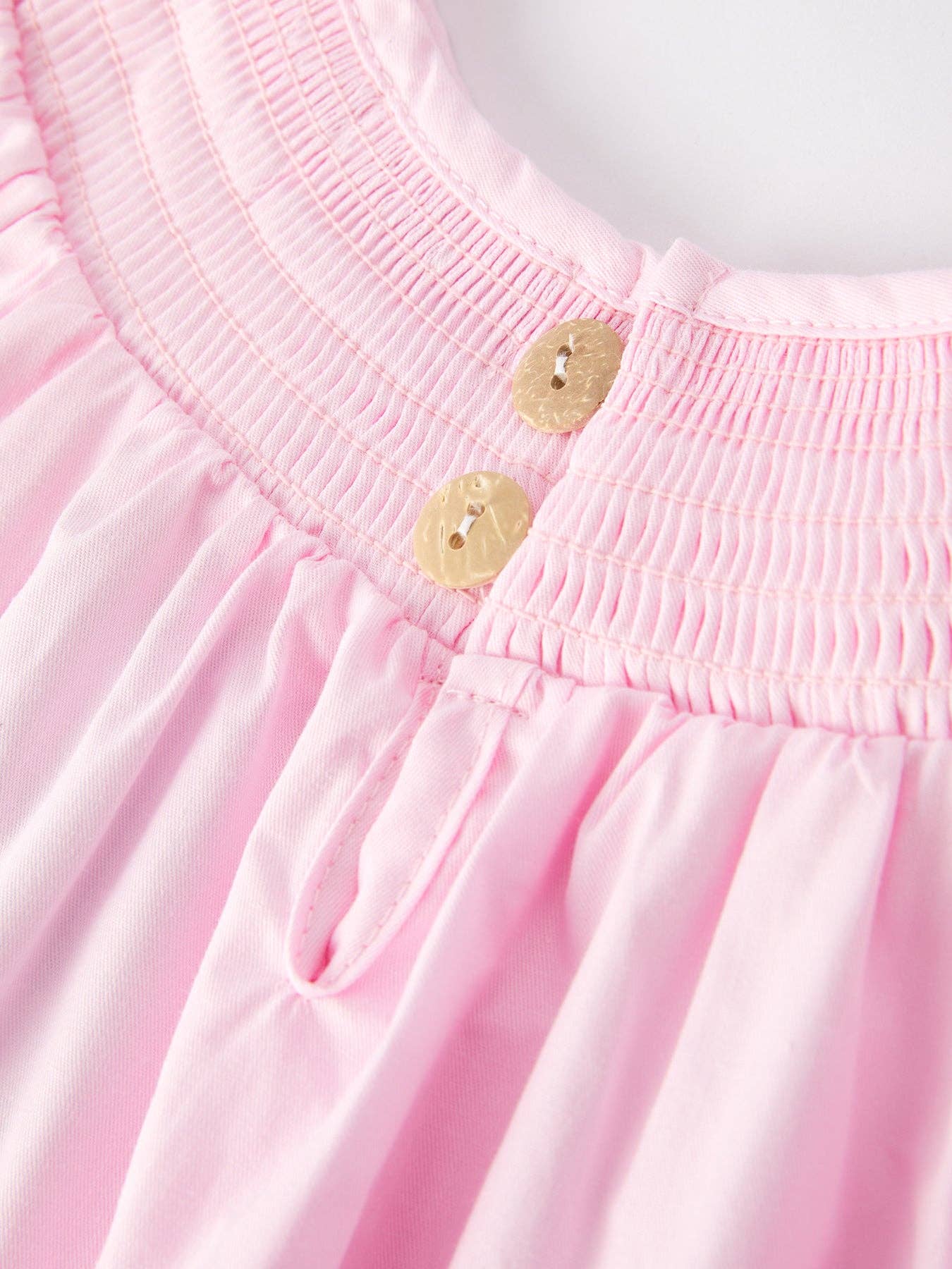 Rylee Faith Designs White Bow Smock Embroidered Pink Dress: 2