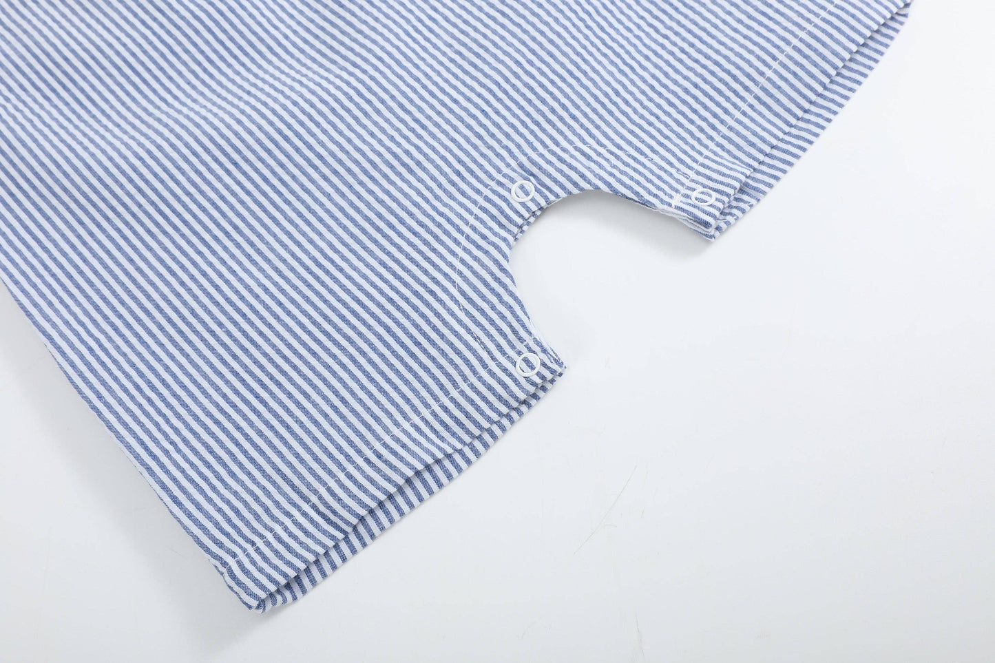 Lil Cactus - Blue Seersucker Baseball Smocked Shortalls