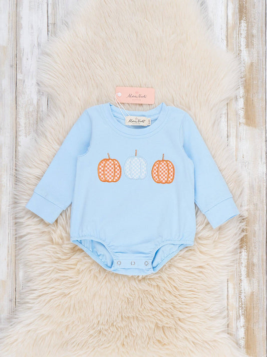 Baby Pumpkin Patch Embroidered Bubble Romper – Fall Boutique