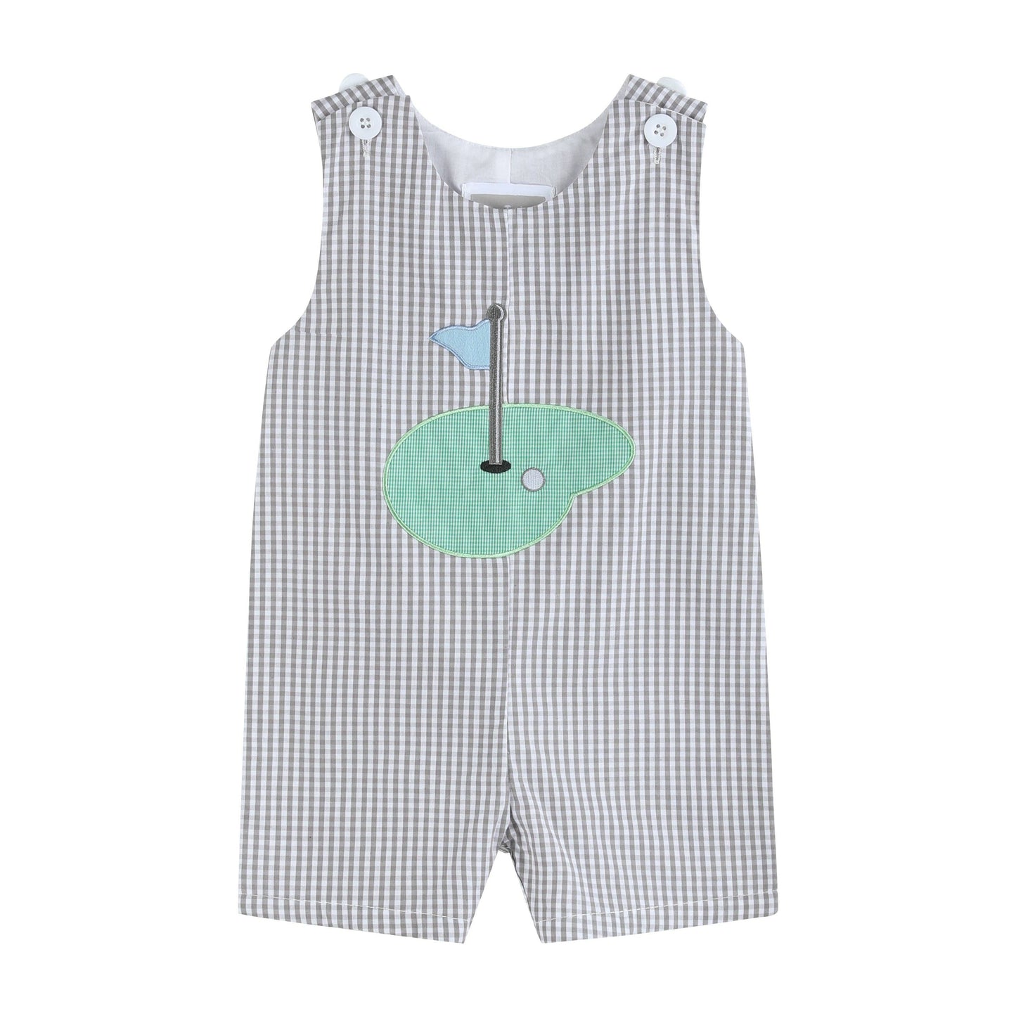 Lil Cactus - Gray Gingham Golf Shortalls