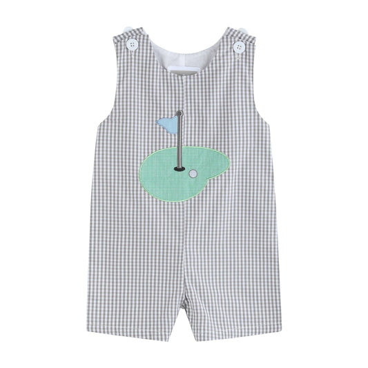 Lil Cactus - Gray Gingham Golf Shortalls