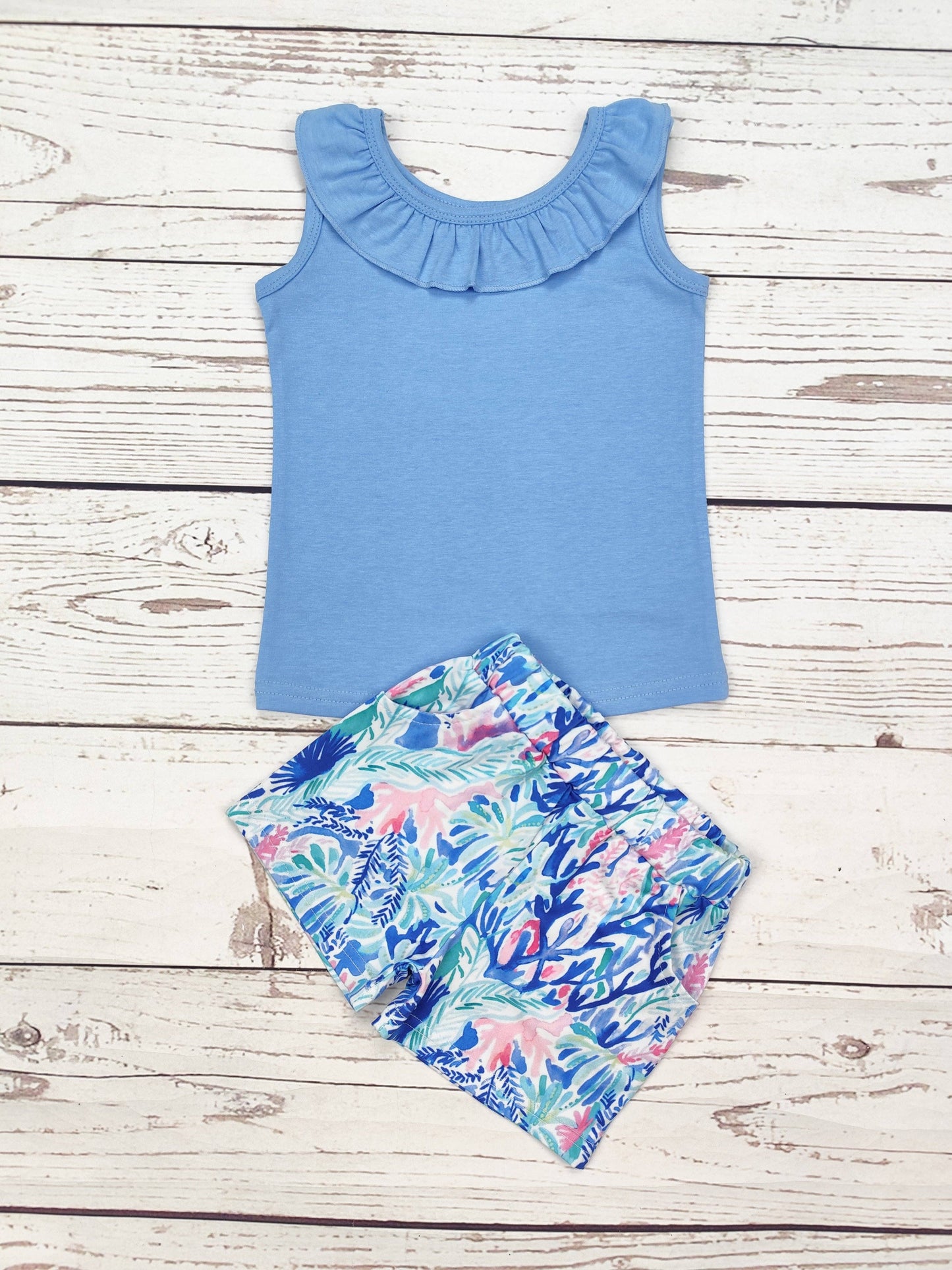 sassy kids palace - Baby Girls Coral Print Shorts Set