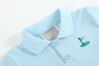 Lil Cactus - Light Blue Golf Hole Polo Shirt
