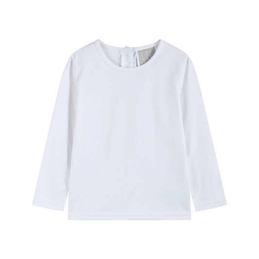 Lil Cactus White Cotton Layering Girls Shirt: 5Y