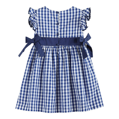 Lil Cactus - Royal Blue Gingham Ruffle Bow Dress