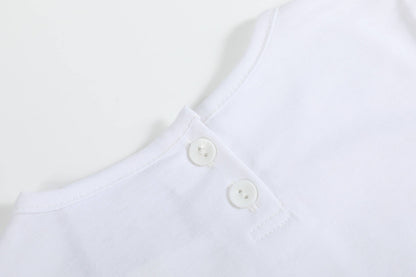 Lil Cactus White Cotton Layering Girls Shirt: 3T