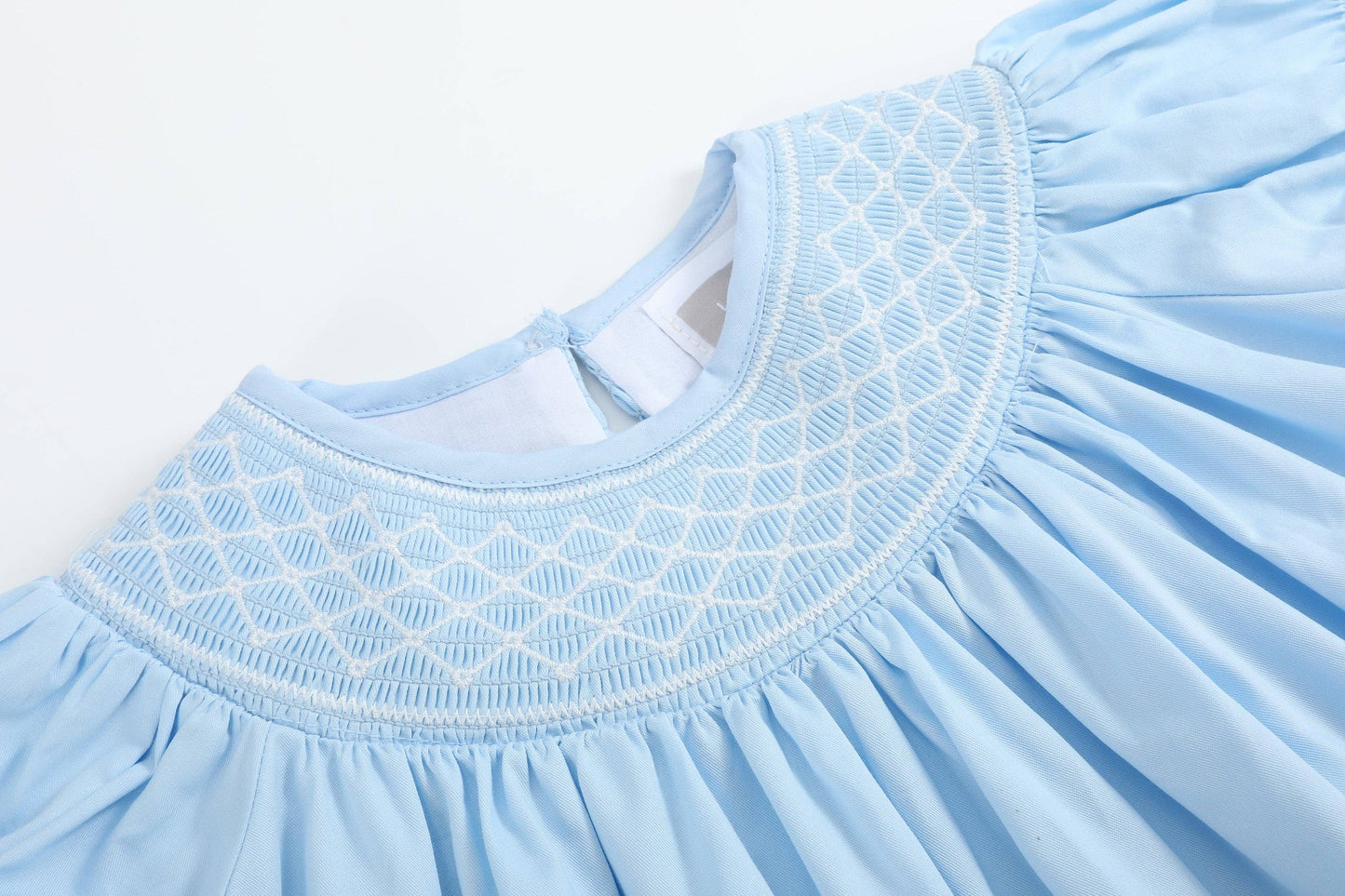 Lil Cactus Blue and White Smocked Bishop Dress: 4T