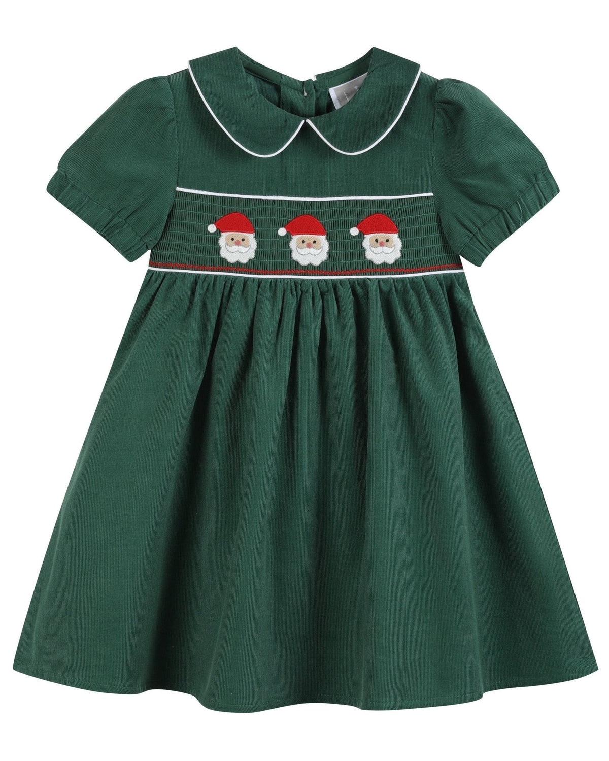 Green Corduroy Santa Smocked Dress