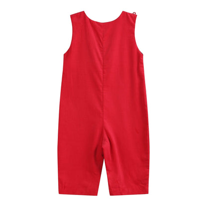 Red Corduroy Mistletoe Smocked Longall