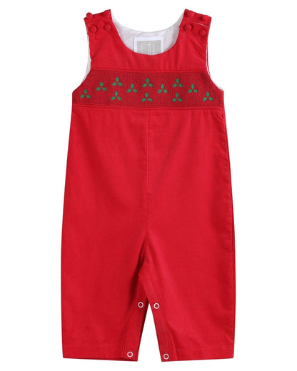 Red Corduroy Mistletoe Smocked Longall