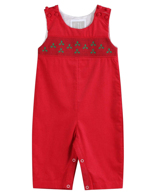 Red Corduroy Mistletoe Smocked Longall