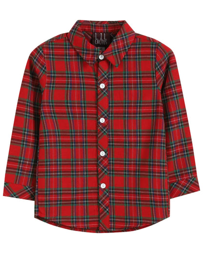 Red & Green Tartan Button-Up