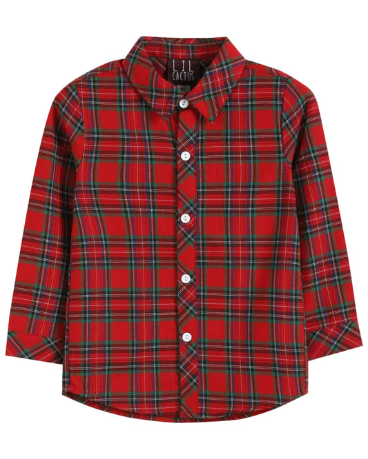 Red & Green Tartan Button-Up