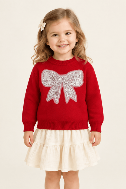 Red Sweater with Glitter Bow