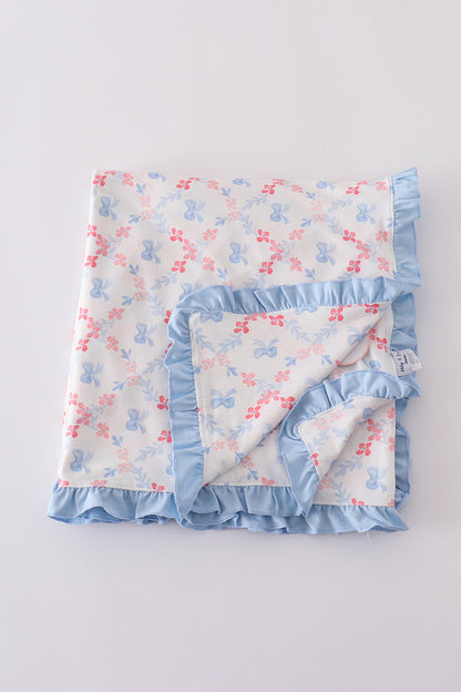 Blue bow lattice print blanket