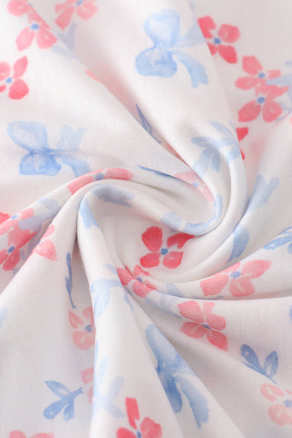 Blue bow lattice print blanket