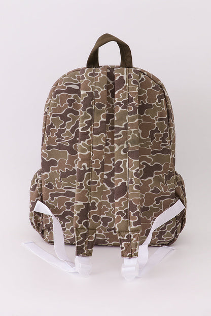Camouflage deer embroidery canvas backpack
