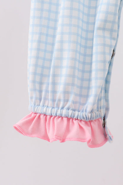 Blue animal smocked ruffle romper